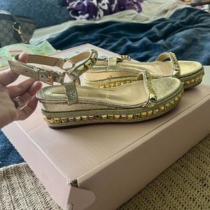 Louboutin spike wedge sandals